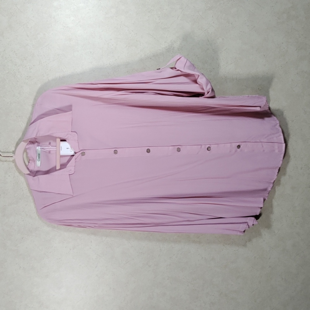 H183 Cinnie dusty rose L/S button up blouse 3X NWT